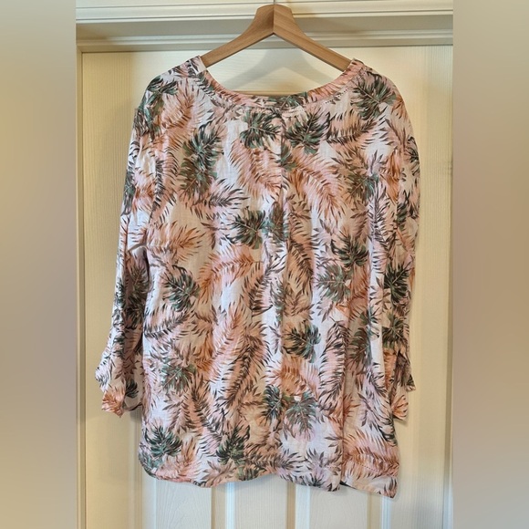 J. Jill Love Linen palm leaf blouse - Picture 4 of 10